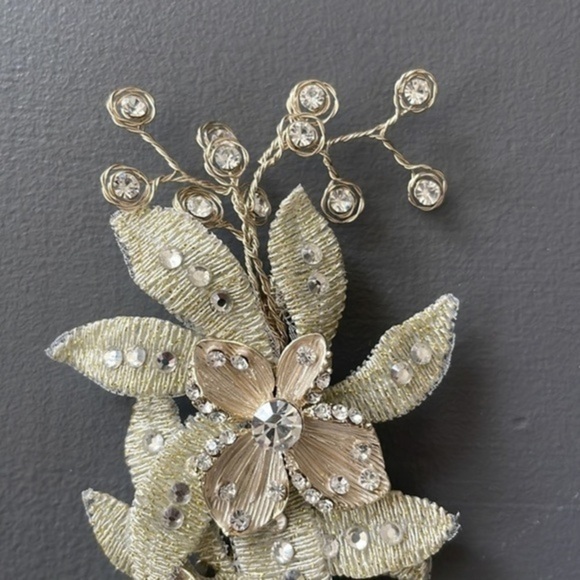 Wedding Bridal Floral Hair Pin Clip Gold - Picture 9 of 10